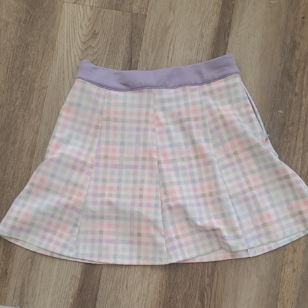 RLX Ralph Lauren Pastel Plaid Skater Skirt